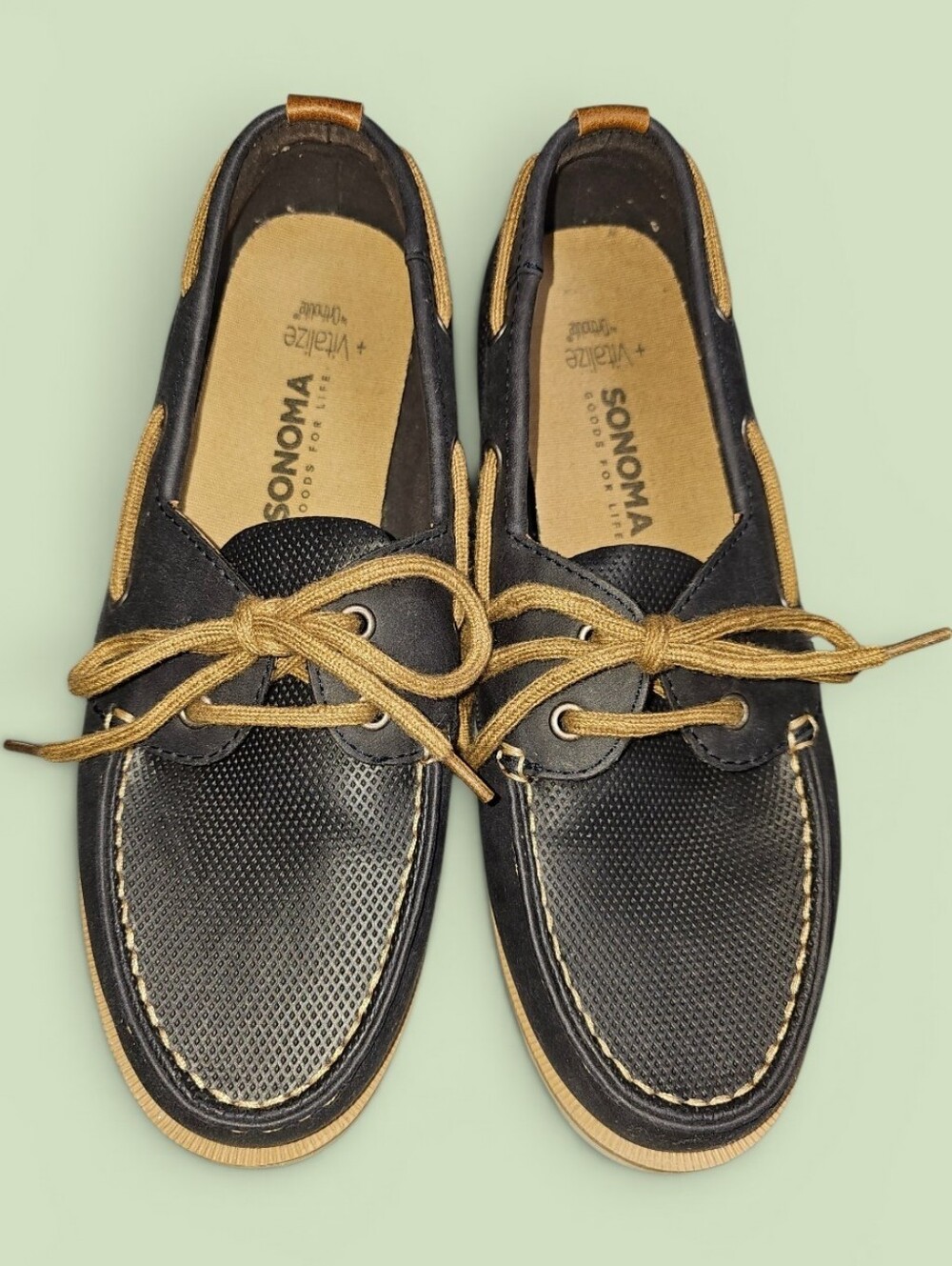Sonoma Navy KutcherBoat Shoes with Tan Trim and Laces